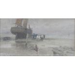 OSWALD GARSIDE (1879-1942); two watercolours, 'In For Repairs' and 'The Approaching Storm',
