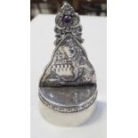 A Russian silver wall-hanging lidded salt,