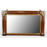 A 19th century rosewood overmantel mirror with gilt detail, 50 x 85cm.