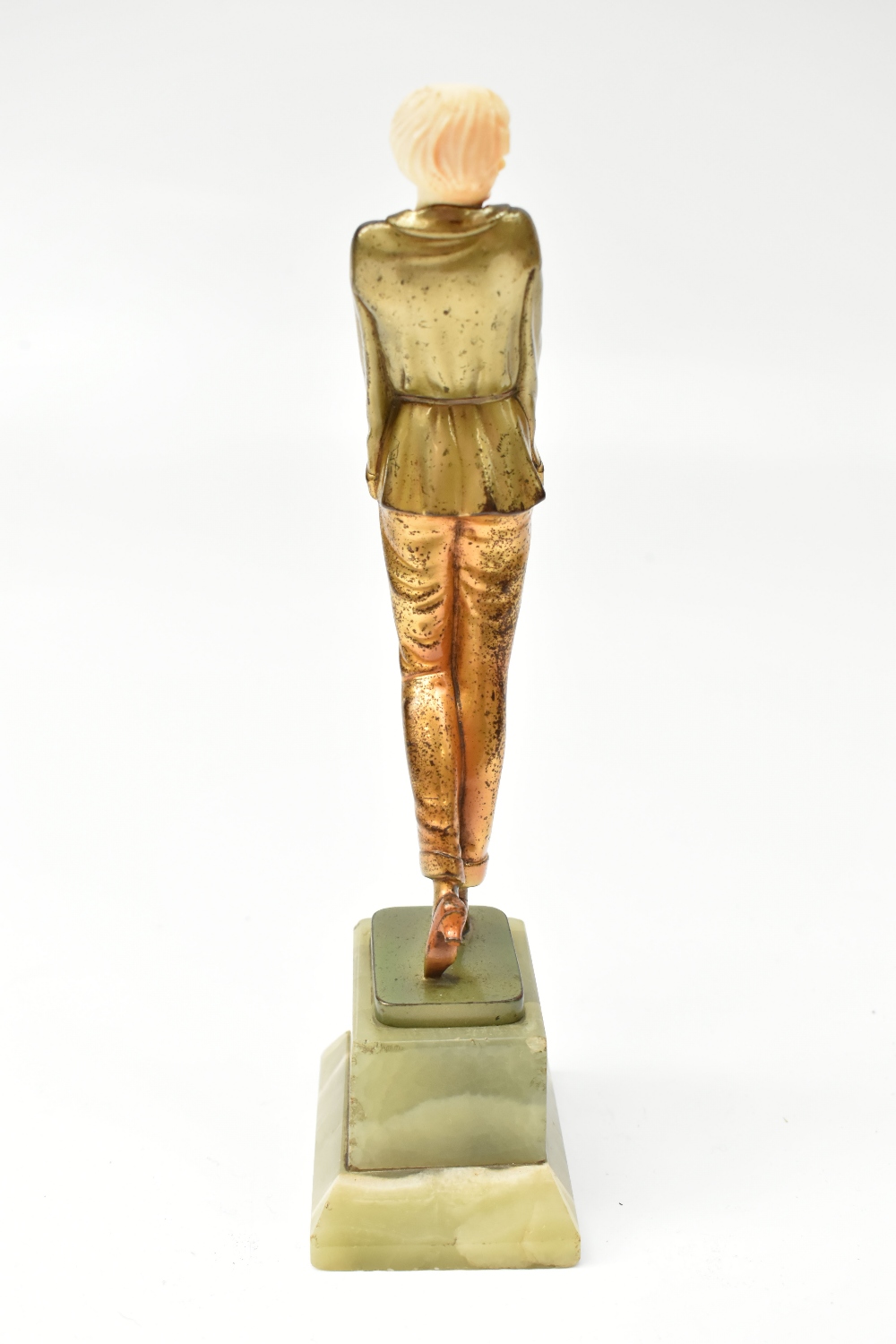 JOSEF LORENZL (1892 - 1950); an Art Deco bronze and ivory 'Pyjama Girl' figure, raised on onyx - Image 4 of 10