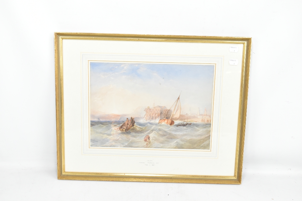 WITHDRAWN CIRCLE OF WILLIAM CLARKSON STANFIELD (1793-1867); watercolour, 'Calais', signed and - Image 2 of 4