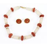 STEPHEN WEBSTER; a vintage 18ct yellow gold coral and rock crystal necklace with a matching pair