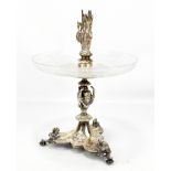 JAMES DIXON & SONS; a late 19th century electroplated centrepiece (part complete) with clear and