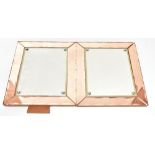 A pair of peach glass framed rectangular photograph frames, one with easel back (2).