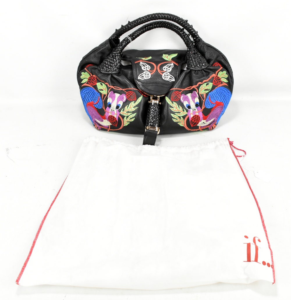 WITHDRAWN FENDI; a Limited Edition 'Squirrel Spy Bag' in black Napa leather, decorated in - Bild 2 aus 2