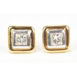 A pair of 18ct yellow gold diamond ear studs with approx 0.50cts total diamond weight, in square