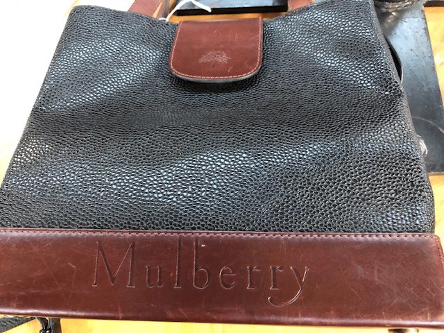 MULBERRY; a black and brown leather/Scotch grain handbag, with an adjustable cross body strap, and - Bild 7 aus 8