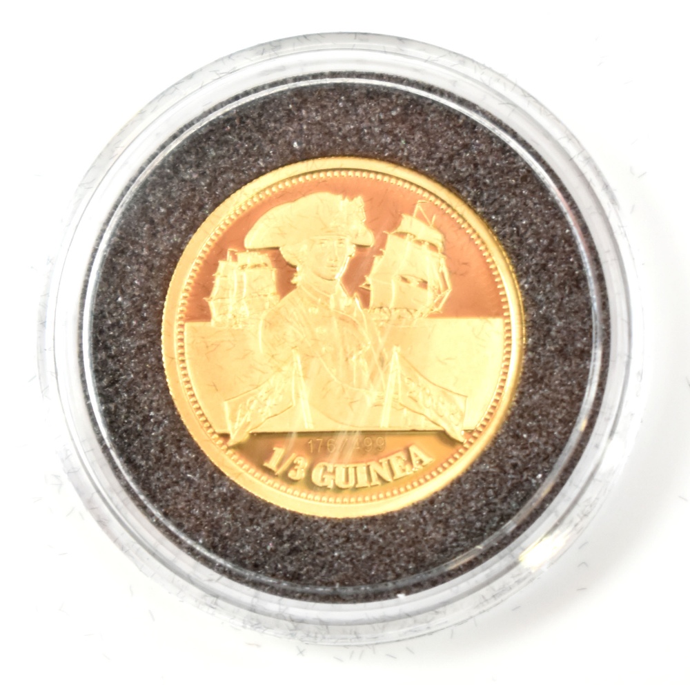 A Tristan Da Cunha Trafalgar 1/3 guinea, 22ct gold, proof, approx 2.8g, encapsulated and cased - Image 2 of 7