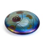 JOHN DITCHFIELD FOR GLASS FORM; a 'Frog on Lilypad' paperweight, signed and complete with original