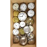 A collection of pocket watch movements and cases, to include silver examples, a silver pair cased