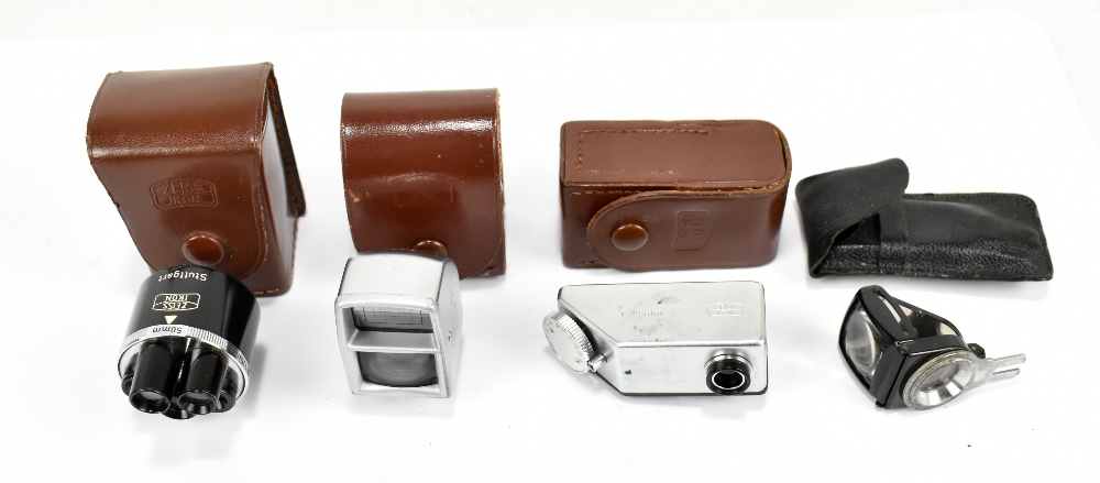 ZEISS; a cased universal finder 440, a cased finder 427, a cased rangefinder 426, and a fold down