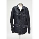 BARBOUR; a blue gentleman's Barbour International quilted bomber jacket, size XL.