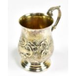 BARROWCLIFT; an Elizabeth II hallmarked silver christening cup with vacant scrolling cartouche