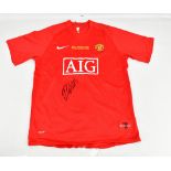 CRISTIANO RONALDO; a signed Manchester United Nike home shirt inscribed 'Final Moscow 2008, 21st