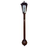 A late 19th/early 20th century carved oak stick barometer for restoration, length 103cm.Additional