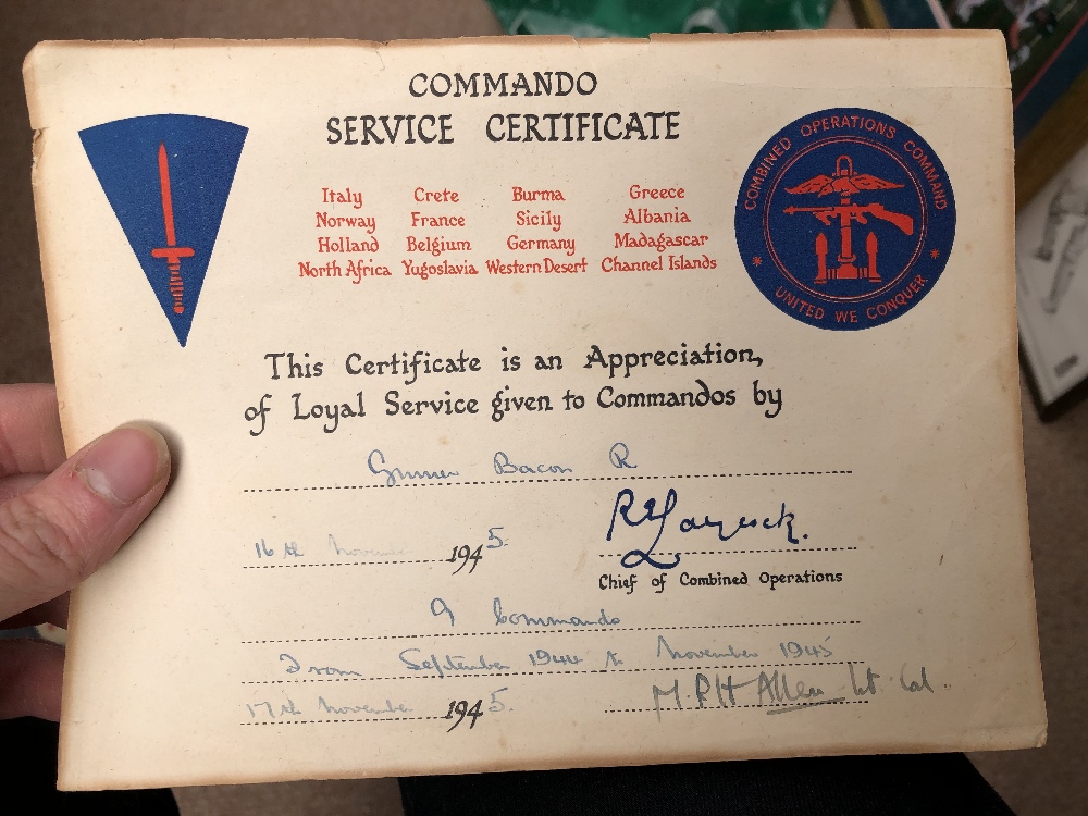 COMMANDOS; the WWII medal group and archive of Raymond Bacon, Commando Regiment, who served in the - Image 13 of 16