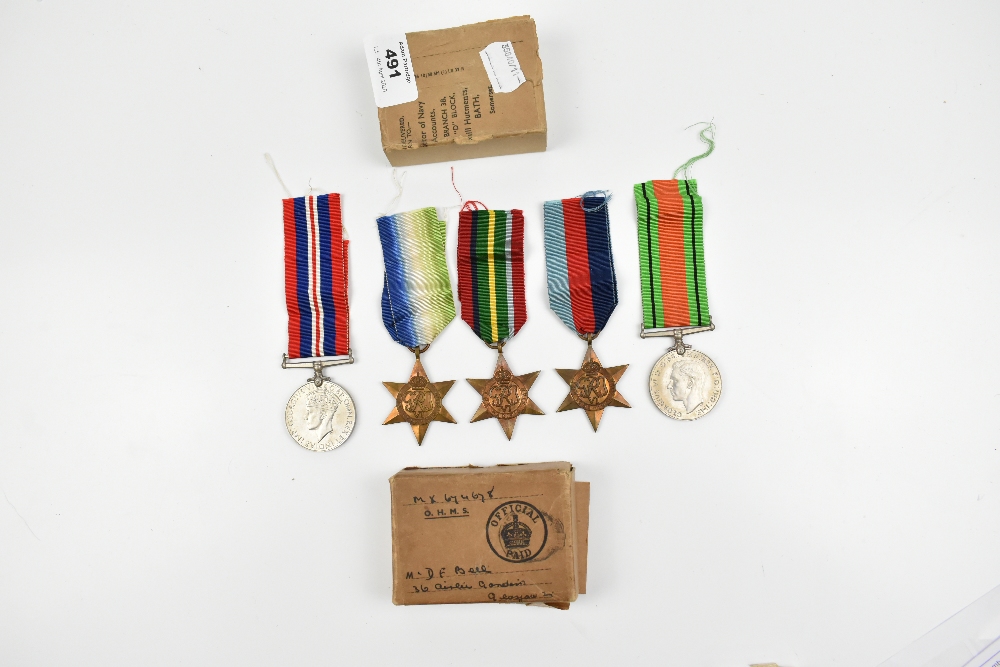 A WWII Royal Navy medal group of five comprising War Medal, Defence Medal, 1939-1945, Atlantic and