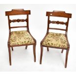 A set of six Regency bar back dining chairs, with drop in floral tapestry seat cushions (5+1).