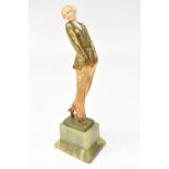 JOSEF LORENZL (1892 - 1950); an Art Deco bronze and ivory 'Pyjama Girl' figure, raised on onyx