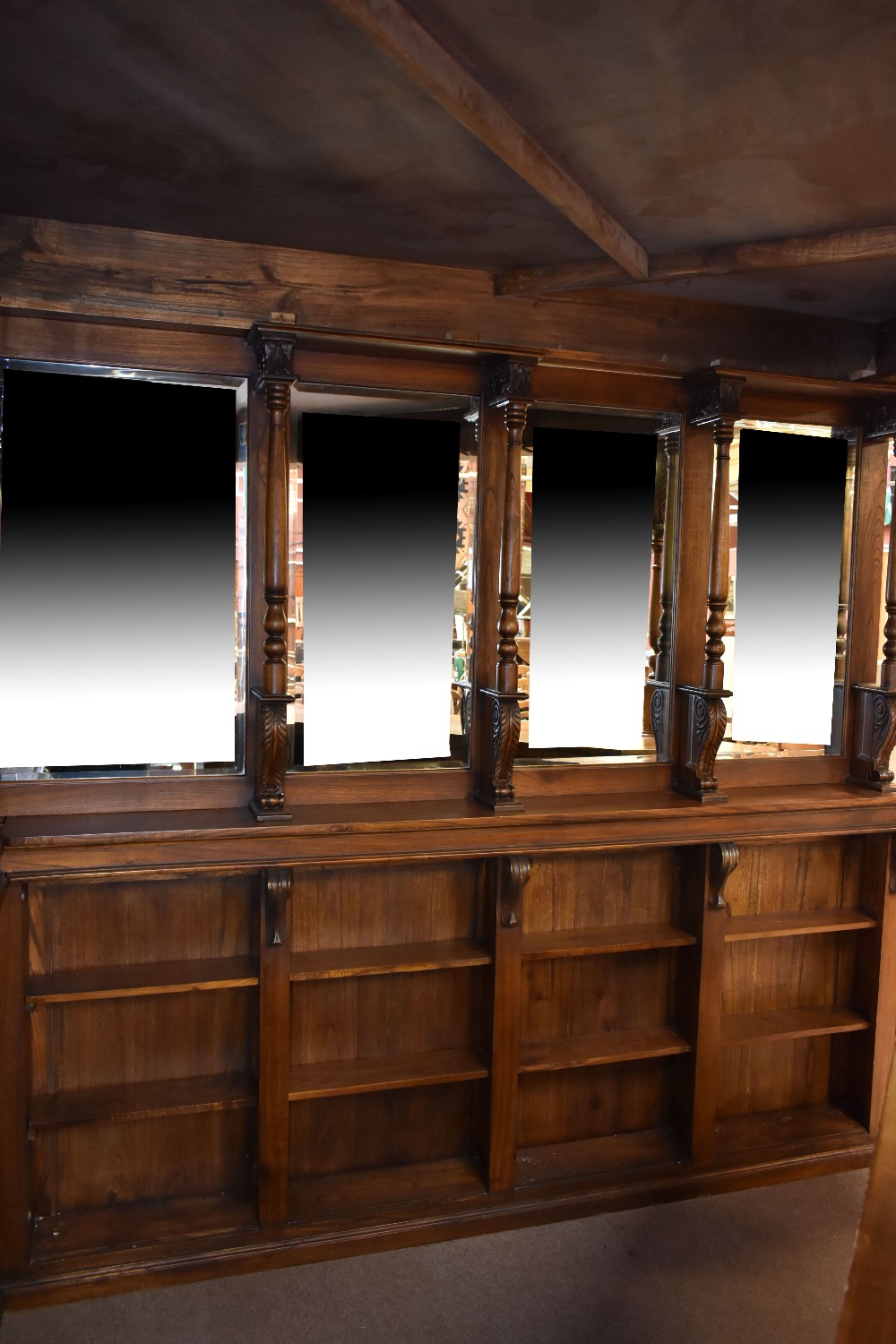 A large and impressive bar with triangular sectioned canopy above eight bevelled mirrors flanked - Image 4 of 7