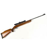 BSA; a .22 mercury break barrel air rifle mounted with a Tasco 4x20 telescopic sight.Additional