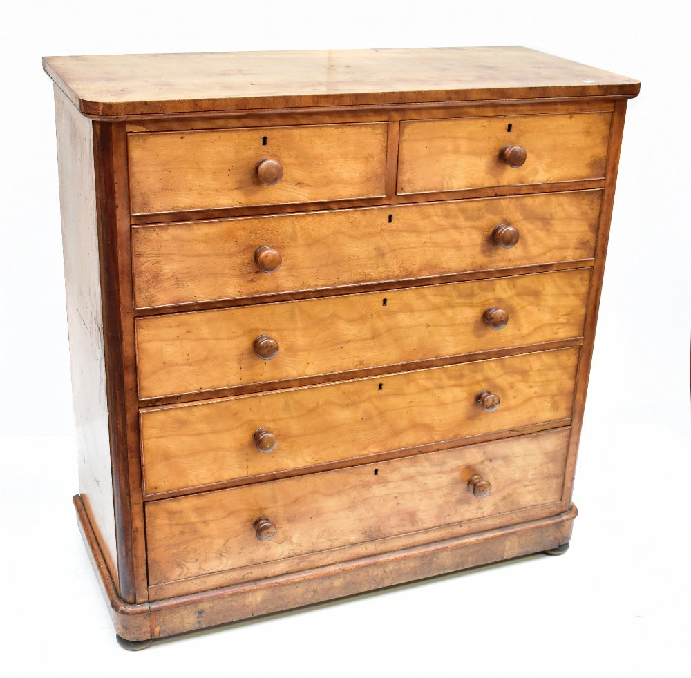 A Victorian satinwood chest of two short over four long drawers.Additional InformationHeight