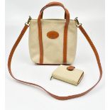 MULBERRY; a cream Scotch grain leather handbag with detachable cross-body strap and tan leather