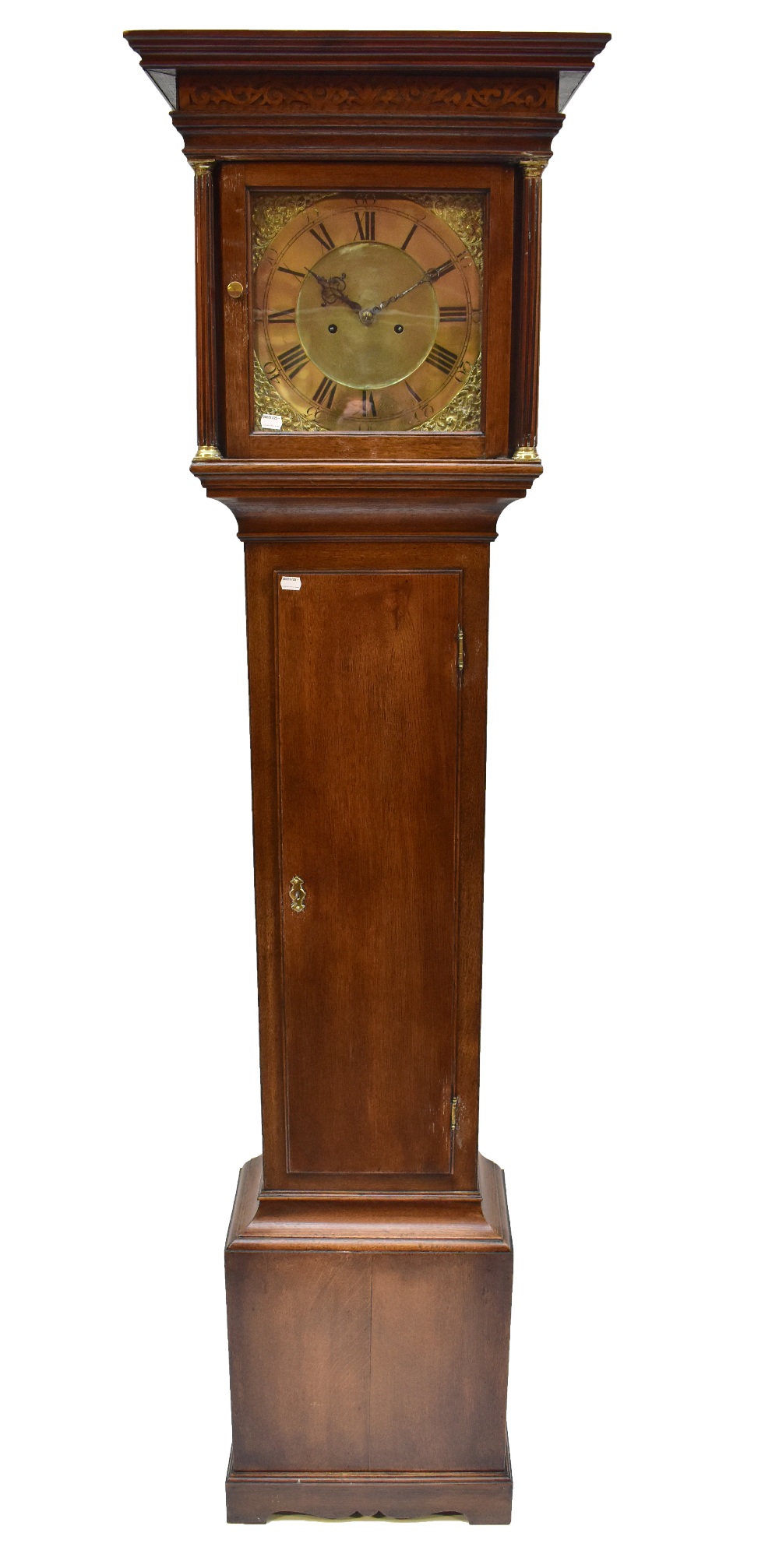 JOHN PURDEN OF MAIDENHEAD; an oak cased longcase clock, the hood with blind fret decoration to