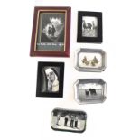 RONALD CHALLEN; six mixed media figural and equine sketches, one set in paperweight, the others