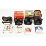 VIEWMASTER; three 3D viewers with twenty-seven reels, one with light box, and a Sawyers Viewmaster
