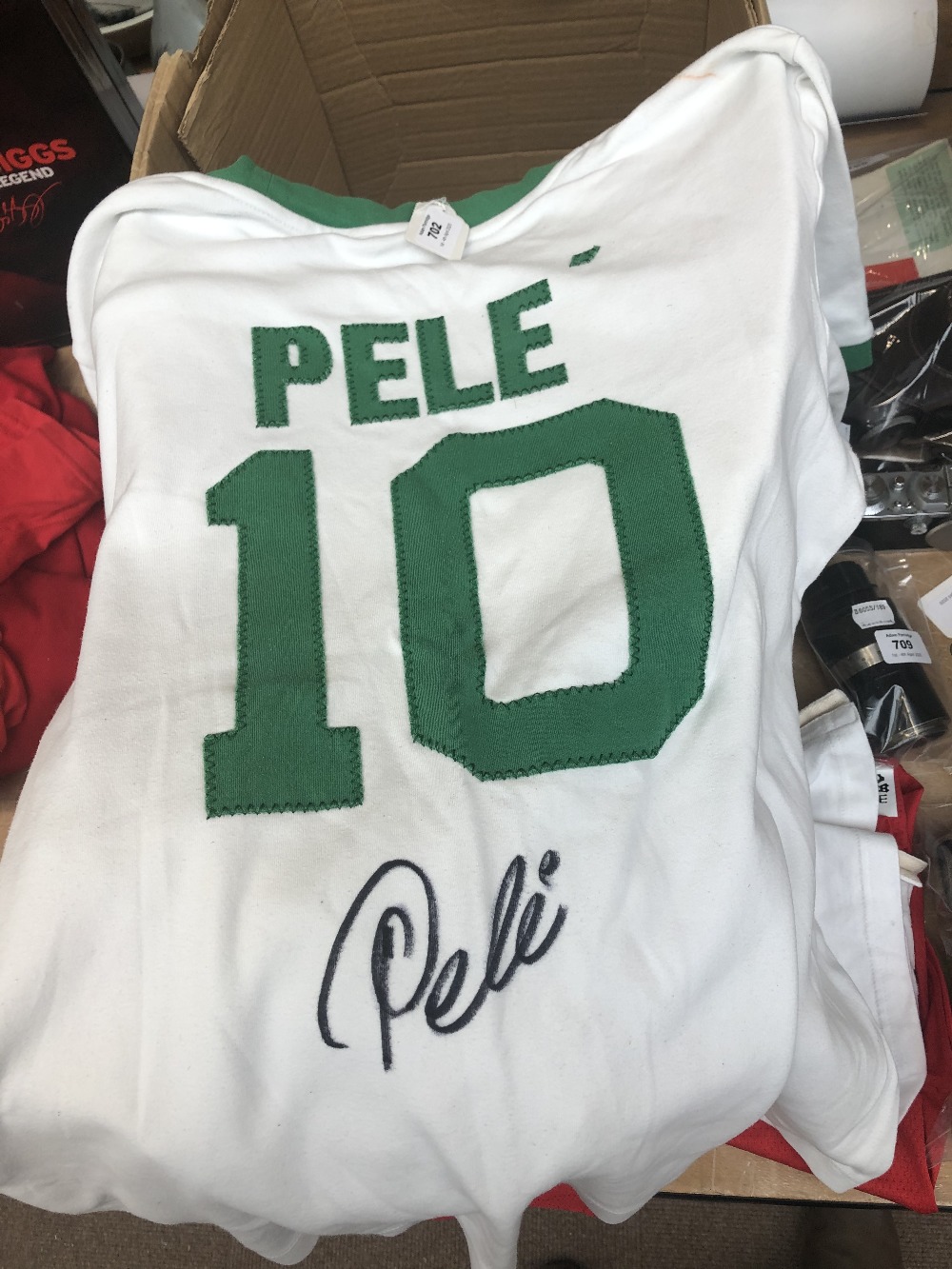 PELÉ; a signed replica cotton New York Cosmos football shirt, named and numbered 10 to reverse, - Image 4 of 5
