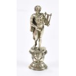 BERTHOLD MULLER; an Edward VII hallmarked silver seal modelled as Apollo/Mercury stood with lyre