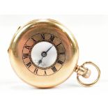 OMEGA; a 9ct yellow gold crown wind half hunter pocket watch, with Masonic inscription to case and