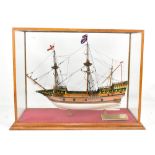 A scratch built model of The Mayflower, circa 1600-1620 by Brian Hinchcliffe, stated scale 1/6"-