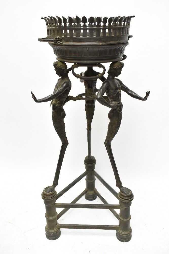 An unusual early 19th century bronze 'Grand-Tour' brazier, a copy of the Roman example excavated