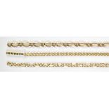 A 9ct gold fancy link necklace, yellow metal curb link bracelet marked 9k, approx 5.1g, also a
