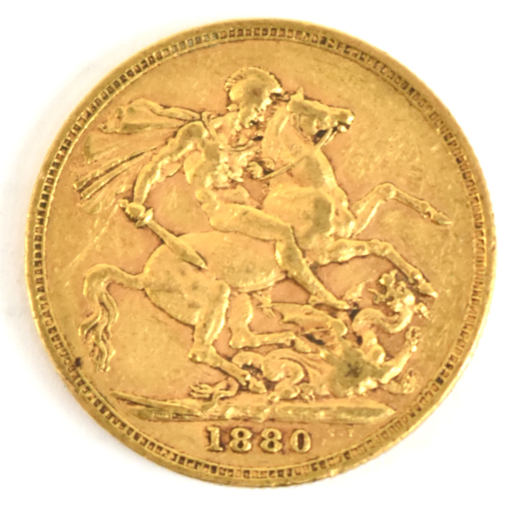 A Victorian Young Head full sovereign, Melbourne Mint, 1880.