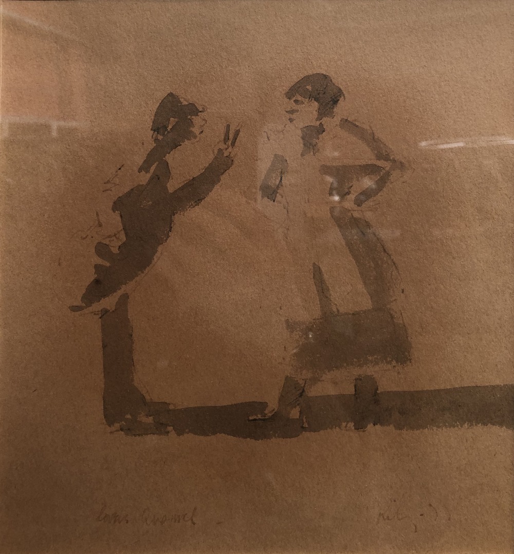 HAROLD RILEY DLIT FRCS DFA ATC (born 1934); ink and watercolour, 'Lovers' Quarrel', 24 x 21cm, - Image 2 of 2
