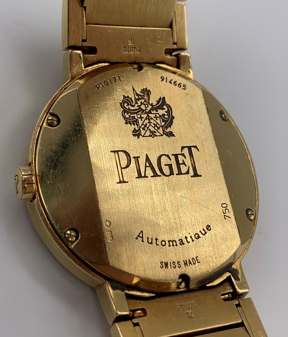 PIAGET; a gentleman's 18ct gold and diamond set wristwatch with brick link bracelet set with 600 - Image 5 of 7