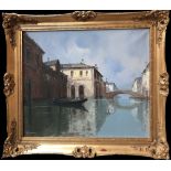 MARCO FOSCARINI; a pair of oils on canvas, Venetian scenes, signed lower left, 49 x 59.5cm, framed.