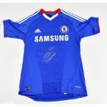 DIDIER DROGBA; a signed Chelsea FC home shirt with 'Samsung' branding, no apparent stated size.