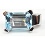 A 9ct white gold and aquamarine pendant, weighing 4cts, with fixed bale, length 1.8cm, approx 4.
