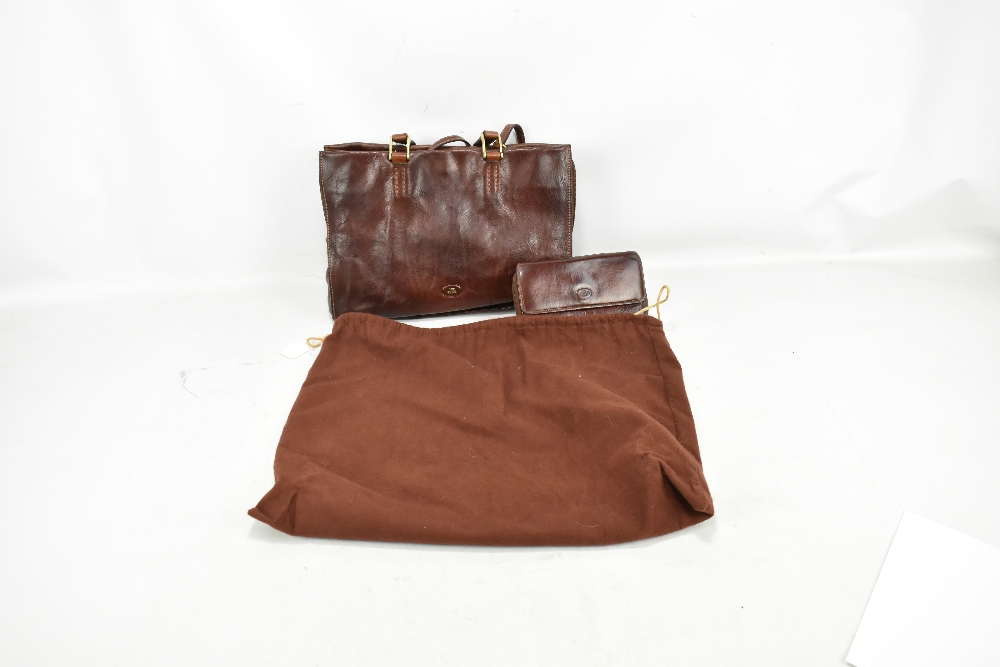 THE BRIDGE; a brown leather handbag with upright handles and detachable cross body handle, 35 x 25 x - Image 2 of 2