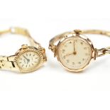 SEIKO; a lady's vintage 9ct yellow gold wristwatch on expandable strap, boxed, and a further lady'