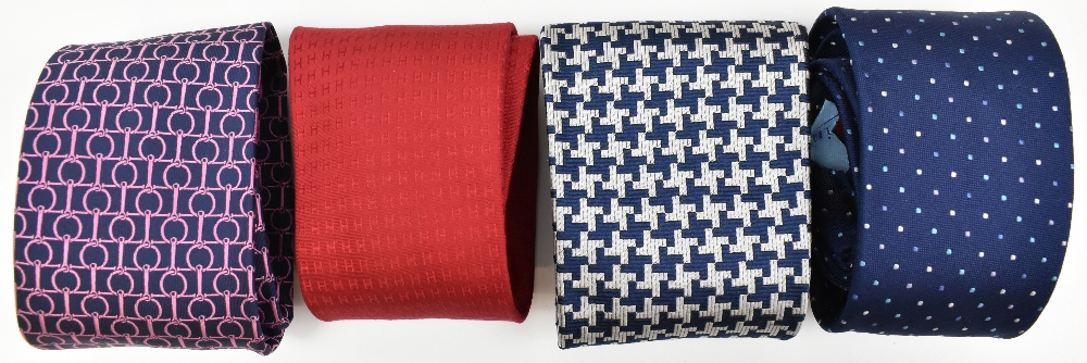 HERMÉS; a red silk tie with Hermés embellished logo, a Hilditch & Key navy and silver silk tie, - Image 3 of 4