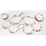 ADDERLEY WARE; a floral hand painted part tea service, the tea cups with floral moulded handles,