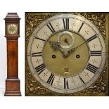 SAMUEL OGBORN (London, 1698-1722); a burr walnut cased longcase clock, the hood with blind fret