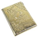 HILLIARD & THOMASON; a Victorian hallmarked silver card case/aide-mémoire, the detailed engraved