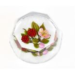 VICTOR TRABUCCO; a faceted glass paperweight, 'Fruit and Flowers', signed and dated 2000 to base,