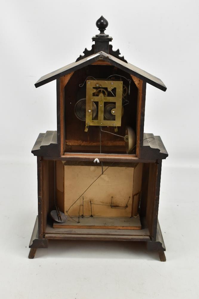 A late 19th century German automaton mantel clock with simple movement, applied paper dial and - Image 2 of 2